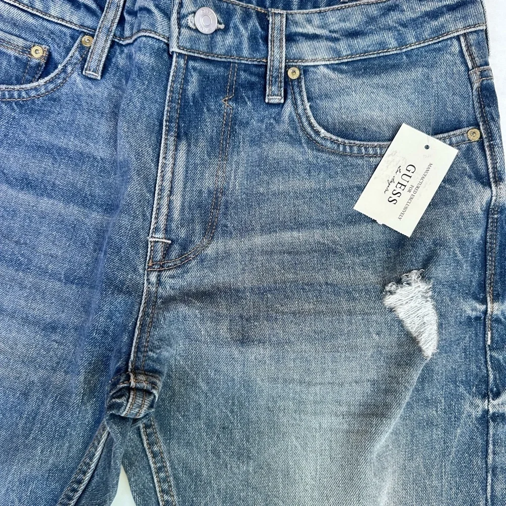 Guess Men's Distressed Blue Slim Boot Jeans